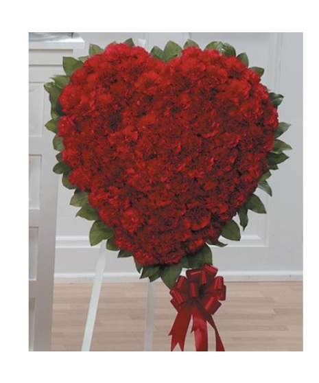 Red Carnation Heart Standing Spray