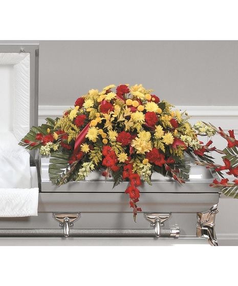Red & Yellow Casket Spray