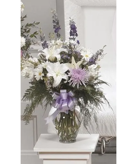 Lavender & White Vase Arrangement