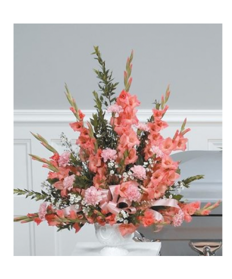Peaches & Whites Pedestal Arrangement