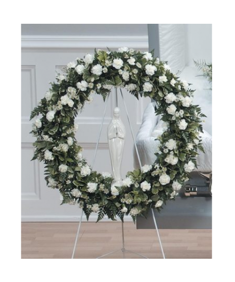 Madonna & Mini Carnations Wreath