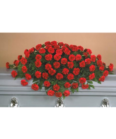 Red Carnation Full Couch Casket Spray