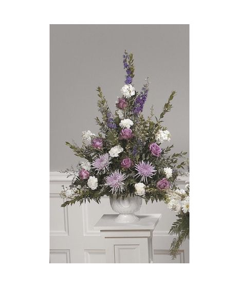 Lavender & White Pedestal Arrangement