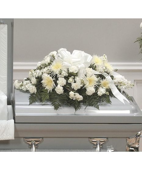 Carnations & More White Casket Spray