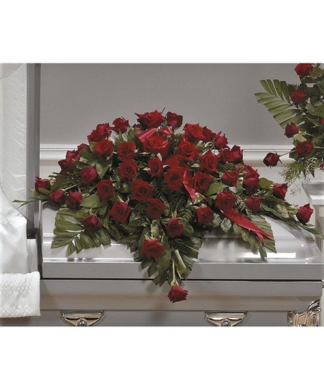 Red Rose Casket Spray Grande 60 Roses