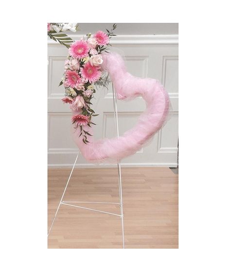 Pink Open Heart Standing Spray