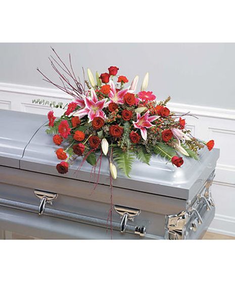 Pinks & Reds Casket Spray