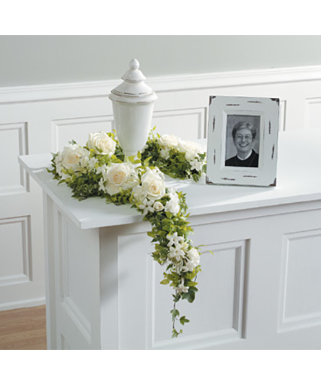 All White Funeral Vase Arrangement