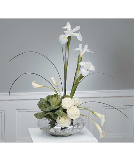 Stylized White Arrangement with Kale