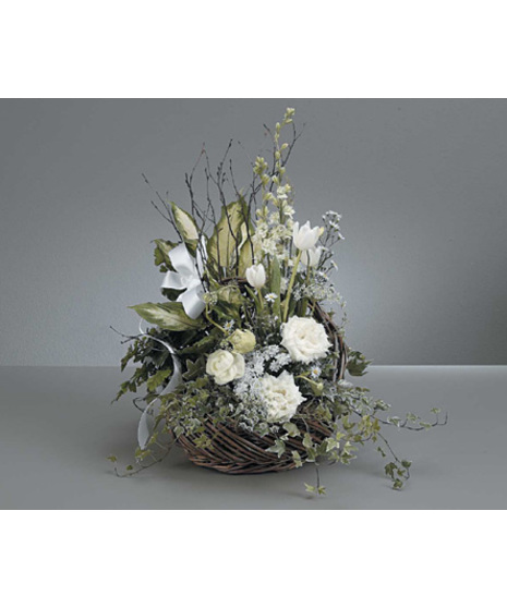 Dish Garden with White Flower Accents