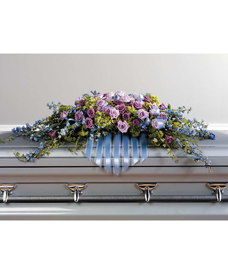 Delphinium & Lavender Rose  Casket Spray