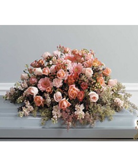 Peach  Casket Spray