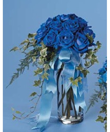 Blue Rose Vase Bouquet