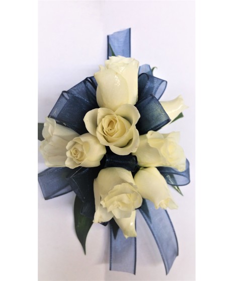 White N Blue Corsage