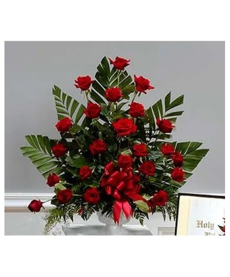 Red Rose Pedestal Arrangement