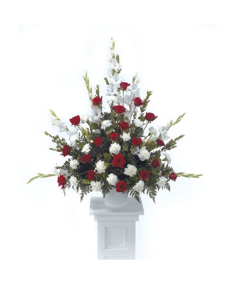 Red & White Pedestal Arrangement
