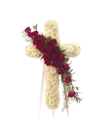 Red & White Cross Standing Spray