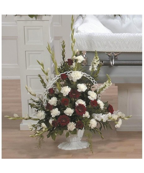 Red & White Basket Arrangement