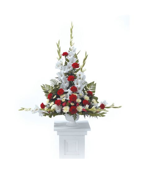 White & Red Pedestal Arrangement- Small