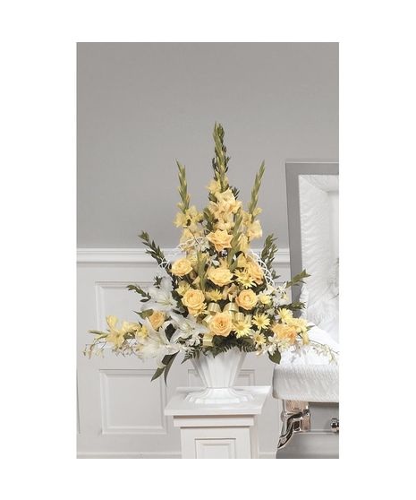 Charming Yellow Pedestal Arrangement