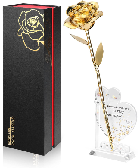 Gold Rose Black Gift Box