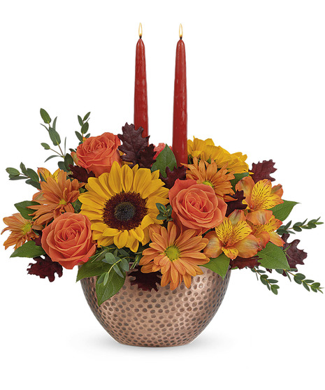 Autumn Copper Centerpiece |Thanksgiving Autumn flowers Gift Delivery ...